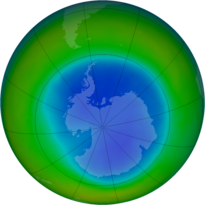 Antarctic ozone map for August 2009